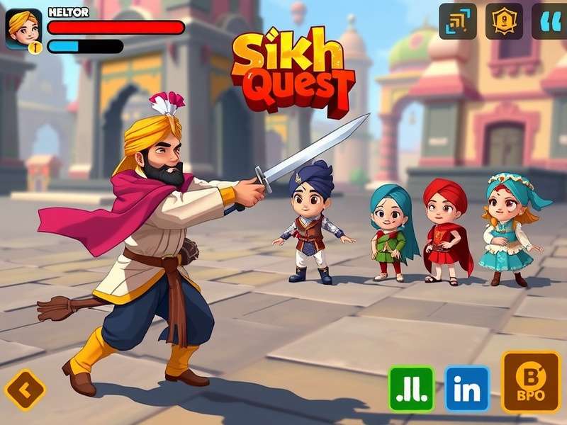 Sikh Hero Quest gameplay screenshot showing character in traditional attire