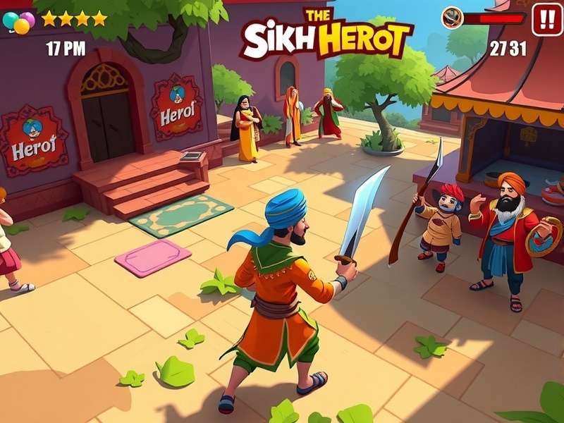 Sikh Hero Quest combat scene showing character using traditional weapons